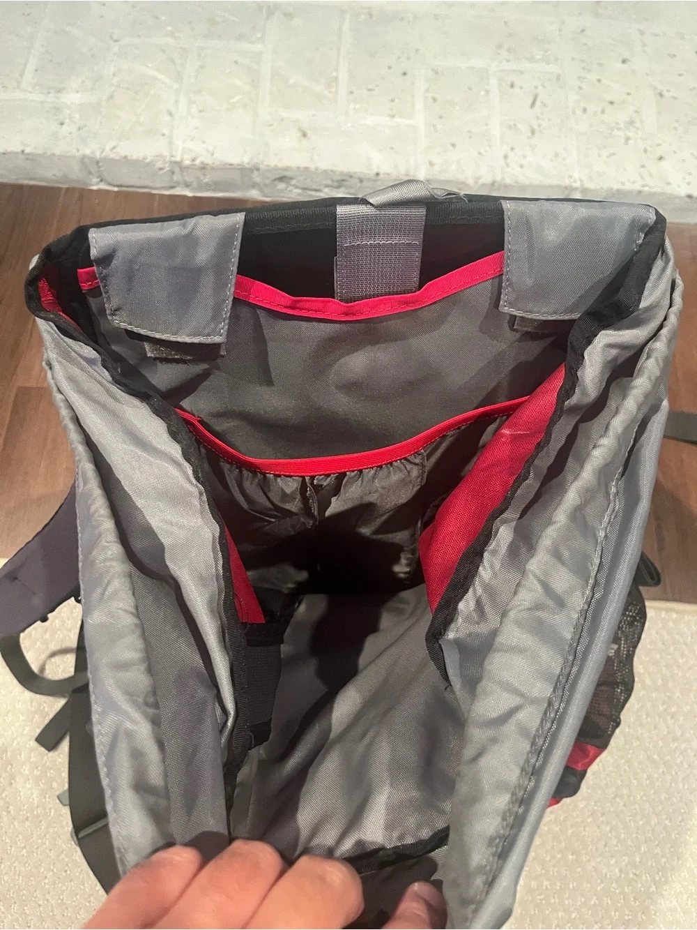 The North Face Terra 55 Red and Gray Hiking Backpack